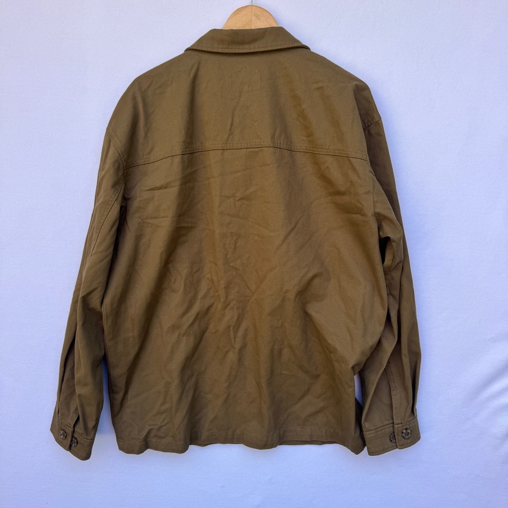 Mode of One Mens Relaxed Fit Utility Shirt Jacket Army Brown Cotton Large NEW - Picture 2 of 13